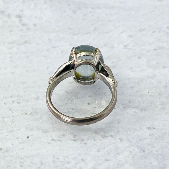 Gray Moonstone Sterling Silver Ring Sz 5 3/4 Retro Vintage Signed McGrath Hamin - Picture 8 of 11